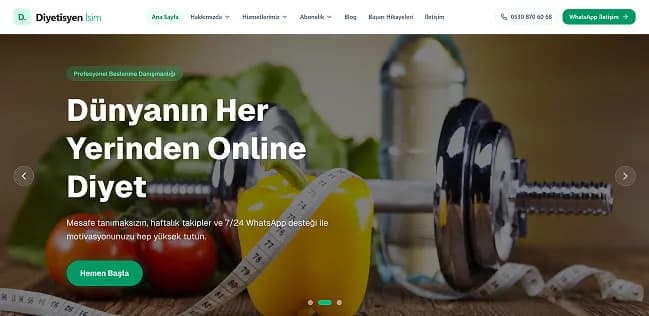 Website fur Ernahrungsberater Themenvorschau