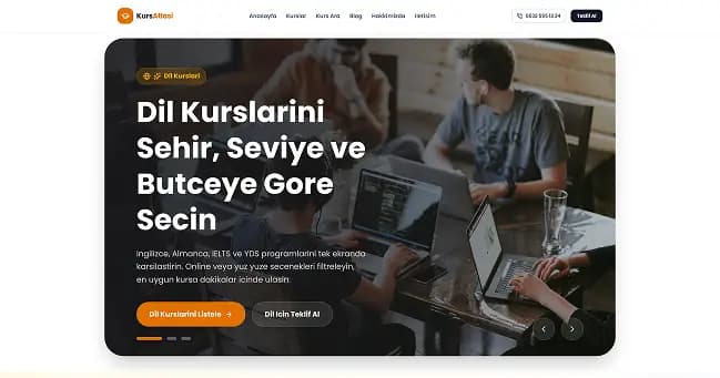 Website fur Kurszentrum Themenvorschau